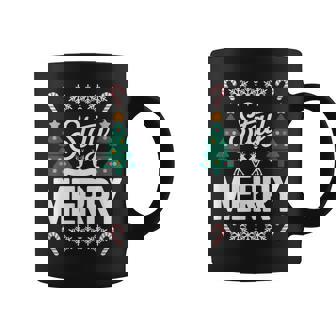 Stay Merry Cheerful Christmas Saying Simple Festive Coffee Mug | Mazezy
