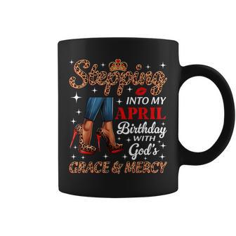 Stepping Into My April Birthday Afro Woman Leopard Heels Coffee Mug - Thegiftio UK