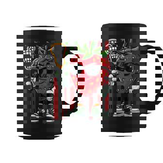 Strawberry Playing Lacrosse Sunglasses American Flag Coffee Mug | Mazezy