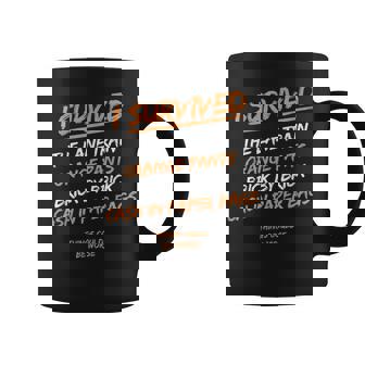 I Survived The Lane Train Orange Pants Brick By Brick Cash Coffee Mug | Mazezy