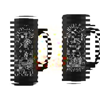 Surviving Purely Out Of Spite Dancing Floral Skeleton Coffee Mug | Mazezy