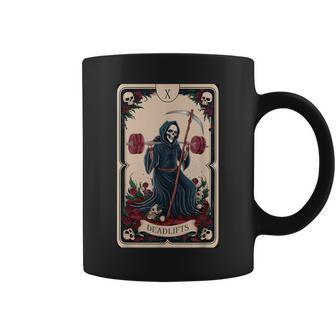 Tarot Card Grim Reaper Deadlifts Workout Gym Occult Reader Coffee Mug - Thegiftio UK