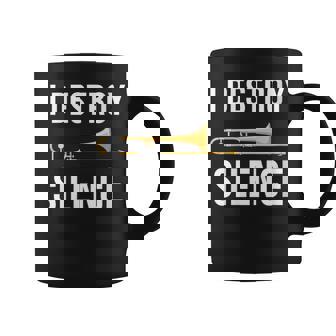 Teacher Trombone I Destroy Silence Band & Music Educator Coffee Mug | Mazezy