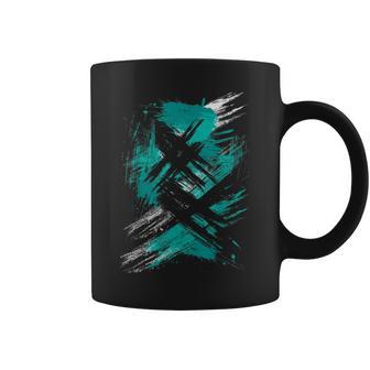 Teal Black Grunge Coffee Mug - Thegiftio UK
