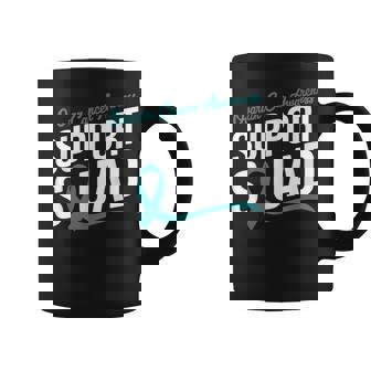Teal Ribbon Support Squad For Ovarian Cancer Awareness Coffee Mug - Monsterry