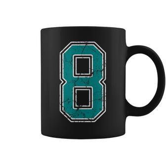 Teal And White Number 8 Jersey Player Uniform 8 Fan Coffee Mug - Thegiftio UK