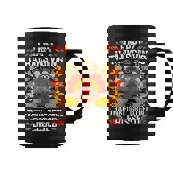 Thankful Grateful Blessed Happy Thanksgiving Pumpkin Turkey Coffee Mug - Monsterry