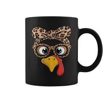 Thanksgiving Outfit Girls Turkey Face Leopard Glasses Coffee Mug | Seseable CA