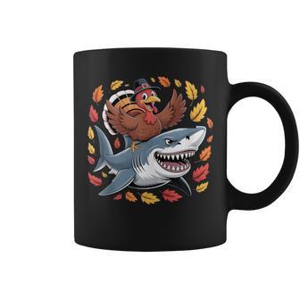 Thanksgiving Turkey Riding Shark Autumn Boys Kids Tee Tank Top Coffee Mug | Mazezy