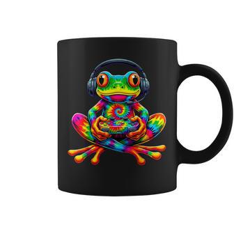 Tie-Dye Frog Gamer Peace Sign Hippie Video Gaming Coffee Mug - Thegiftio