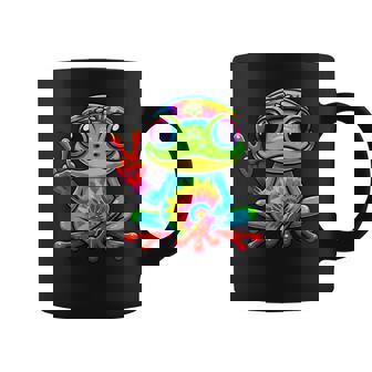 Tie-Dye Frog Peace Sign Hippie Coffee Mug | Mazezy
