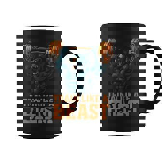 Train Like A Beast Bear Lifting Weights Coffee Mug | Mazezy