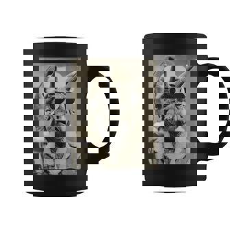 Triceratops With Sunglasses Retro Christmas Festive Coffee Mug | Mazezy