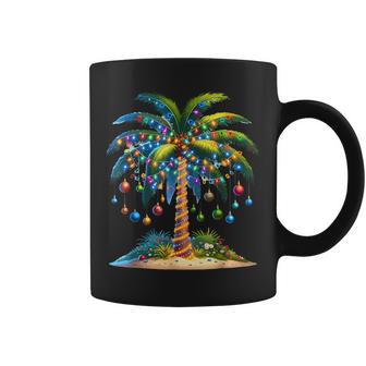 Tropical Christmas Hawaiian Santa Xmas Lights Palm Tree Coffee Mug - Thegiftio