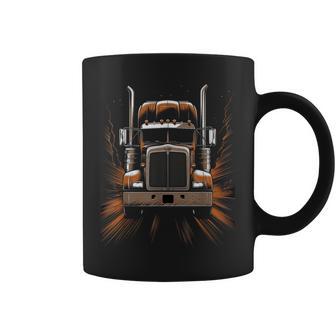 Trucker American Flag Big Rig Semi-Trailer Truck Driver Coffee Mug - Thegiftio UK