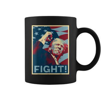Trump Fight Fist Pump Us Flag Vintage Style Poster 2024 Coffee Mug | Mazezy