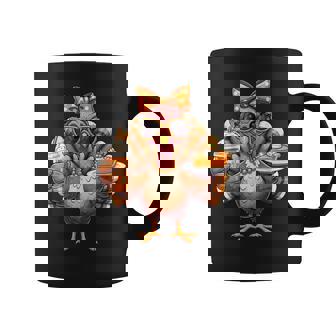 Turkey Drinking Coffee Bow Thanksgiving Turkey Day Coffee Mug | Seseable CA