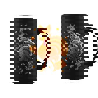 Turkey Drinking Coffee Thanksgiving Leopard Turkey Day Coffee Mug | Seseable CA