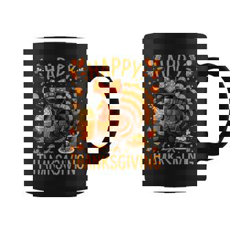 Turkey Lady Drinking Coffee Happy Thanksgiving Coffee Mug | Mazezy