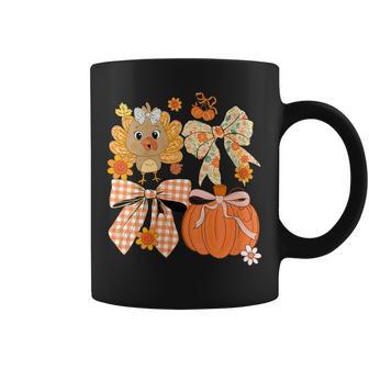 Turkey Thankful Coquette Bow Thanksgiving Autumn Pumpkin Coffee Mug | Mazezy