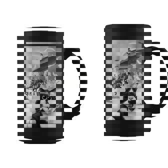 Tuxedo Cat Ufo Alien Reindeer Christmas Air Selfie Coffee Mug - Seseable