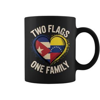 Two Flags One Family Cuban Venezuelan Roots Cuba Venezuela Coffee Mug | Mazezy