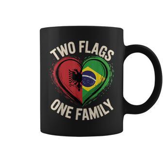 Two Flags One Family Half Albanian Brazilian Roots Albania Coffee Mug | Mazezy