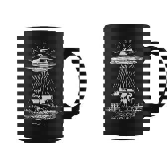 UFO Cow Abduction Alien Beam Retro SciFi Graphic Coffee Mug | Mazezy