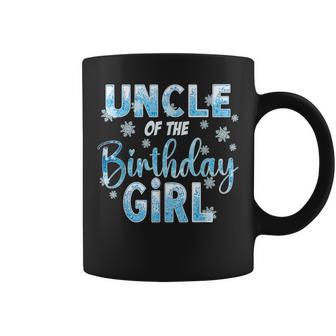 Uncle Of The Birthday Girl Snowflakes Themed Matching Coffee Mug - Thegiftio UK