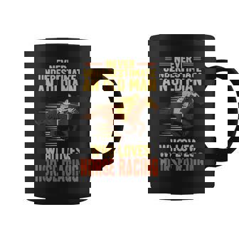 Never Underestimate An Old Man Who Loves Horse Racing Retro Coffee Mug | Mazezy