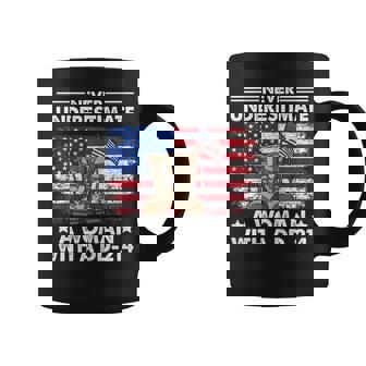 Never Underestimate A Woman With DD-214 US Female Veteran Coffee Mug | Mazezy