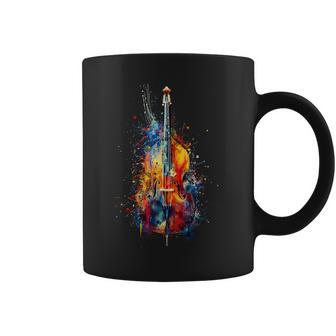 Upright Bass Instrument On Colorful Painted Double Bass Coffee Mug - Thegiftio UK