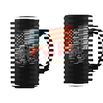 US American Flag Semi Truck Driver 18 Wheeler Trucker Coffee Mug | Mazezy