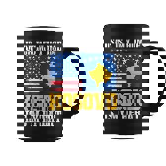 USA Kosovo Flag For Kosovar Kosovo American Pride Coffee Mug | Mazezy
