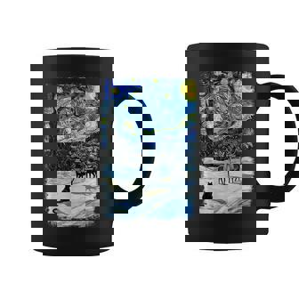 Van Gogh Starry Night Winter Christmas Reindeer Cat Coffee Mug - Seseable