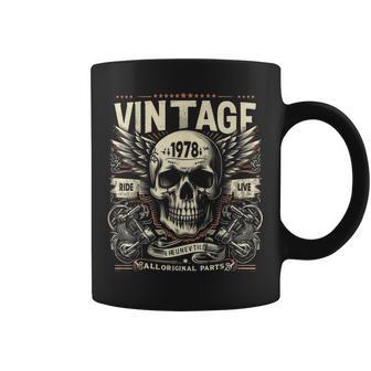 Vintage 1978 Nacido En 1978 Cumpleaños Calavera Motociclista Motocicleta Taza de café - Regaloses