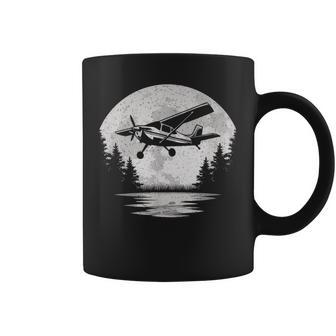 Vintage Airplane Moon Fly Plane Aviator Aviation Pilot Men Coffee Mug | Mazezy