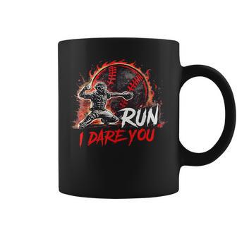 Vintage Baseball Catcher Boys Go Ahead Run I Dare You Coffee Mug - Monsterry