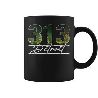 Vintage Detroit Michigan 313 Area Code Skyline Coffee Mug | Mazezy
