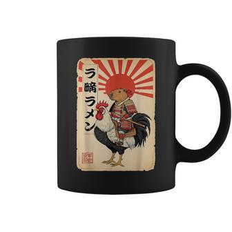 Vintage Japanese Samurai Capybara Rooster Chicken Anime Coffee Mug - Thegiftio