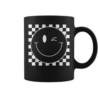Vintage Kariertes Happy Face Cute Winkingmile Face Tassen - Geschenkecke