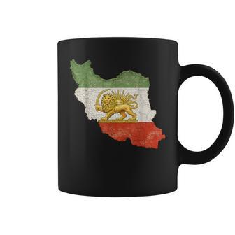 Vintage Persia Lion And Sun Flag Iran Map Heritage Coffee Mug - Monsterry
