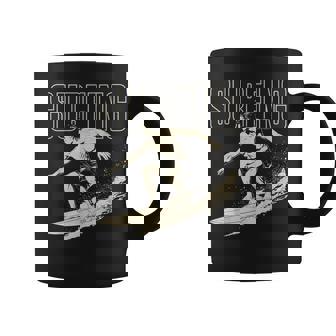 Vintage Surfing Retro Wave Surfer Hawaii Beach Surfboard Coffee Mug | Mazezy