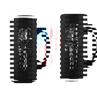 Vintage USA Flag Skull Patriotic Coffee Mug | Mazezy