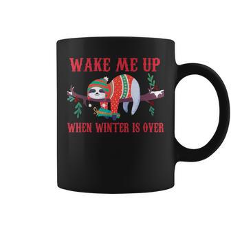 Wake Me Up When Winter Is Over Sloth Christmas Quote Coffee Mug - Thegiftio UK