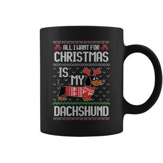 All I Want Is My Dachshund Wiener Dog Christmas Ugly Sweater Coffee Mug - Thegiftio
