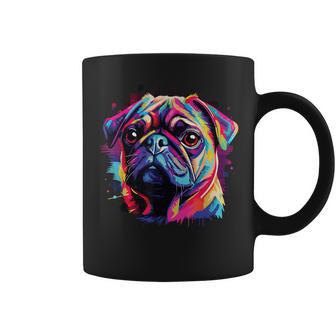 Wasserfarben Farbenfroher Mops Hunde Tassen - Seseable