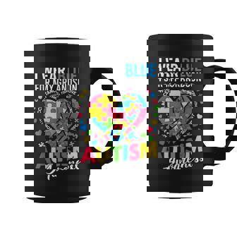 I Wear Blue For My Grandson Autism Awareness Grandma Nana Coffee Mug - Monsterry