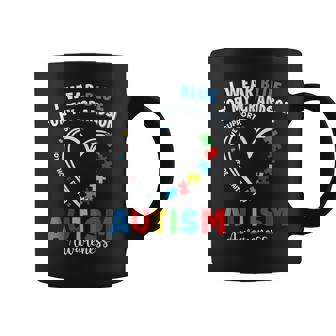 I Wear Blue For My Grandson Autism Awareness Grandpa Grandma Coffee Mug - Monsterry