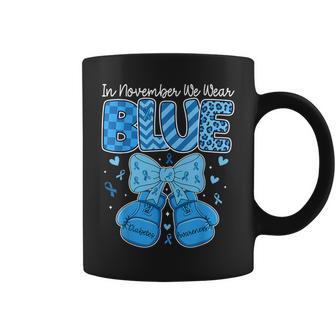 We Wear Ribbon Blue Boxing Gloves Diabetes Awareness Girls Coffee Mug | Mazezy